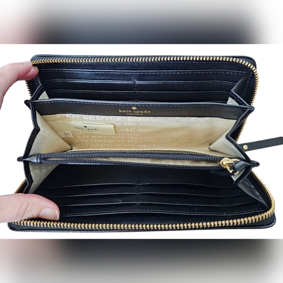 Kate Spade New York  Black and Red Long Wallet, story book lining, New In Box. - Picture 4 of 7